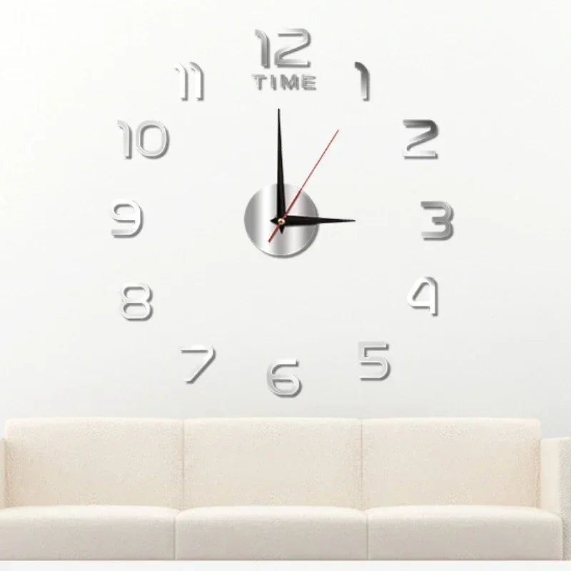 Acrylic Mirror Wall Clock – Floral DIY Home Décor, 40cm