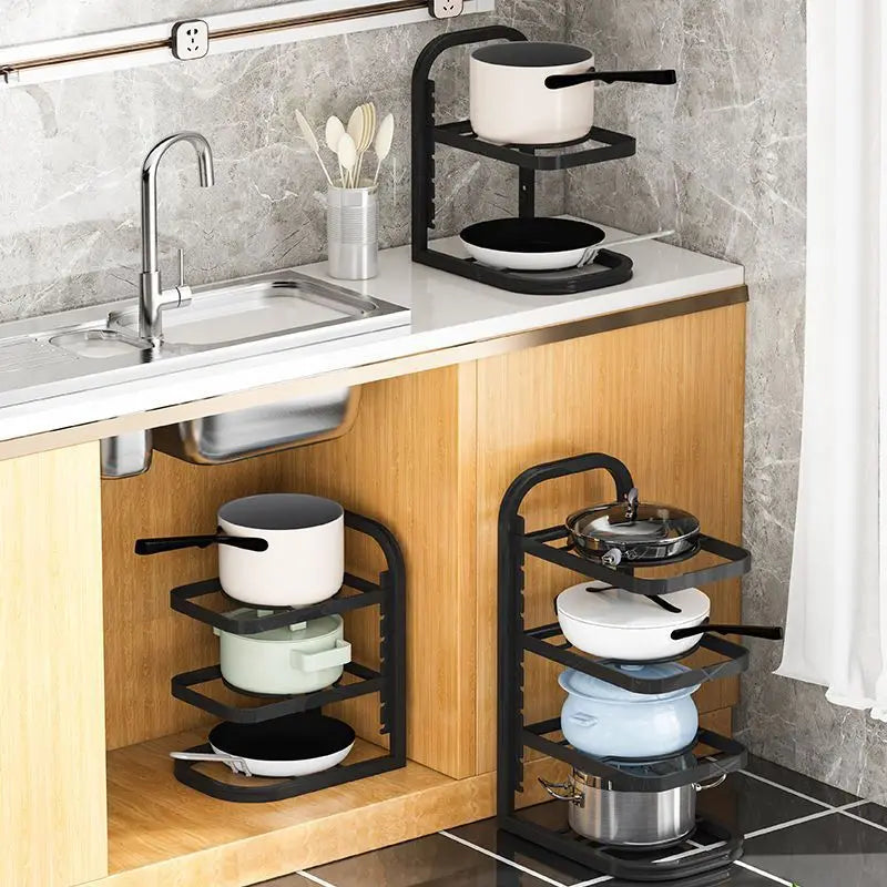Stainless Steel Multi-Layer Pot Rack Under-Sink Organizer