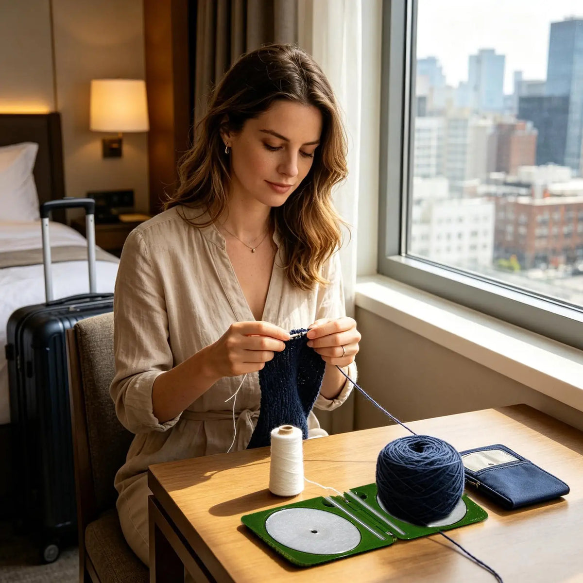 Portable Foldable Yarn Holder – Rotating Spool Spinner Box