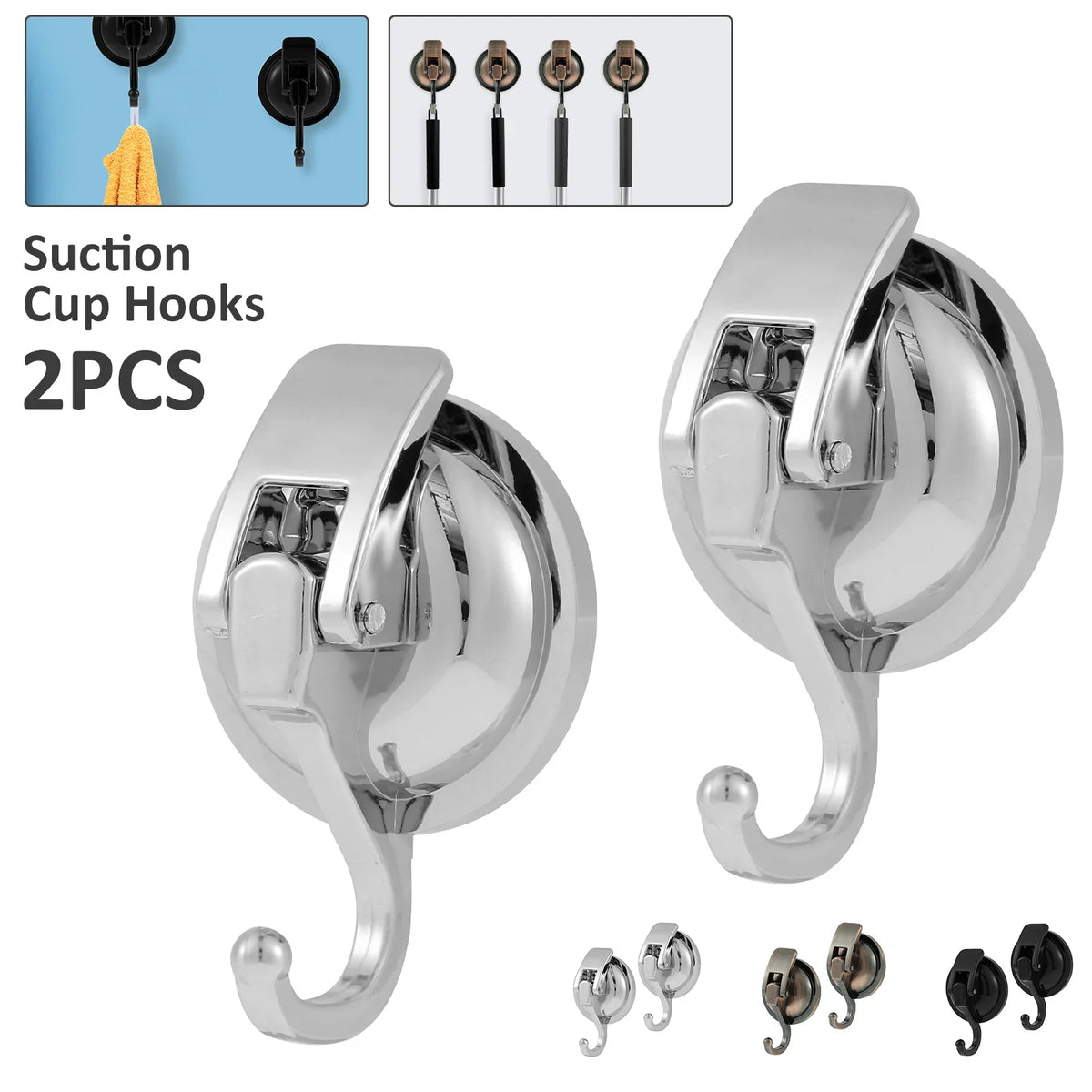 Heavy Duty Suction Cup Hooks Strong Vacuum Shower Bathroom Kitchen No