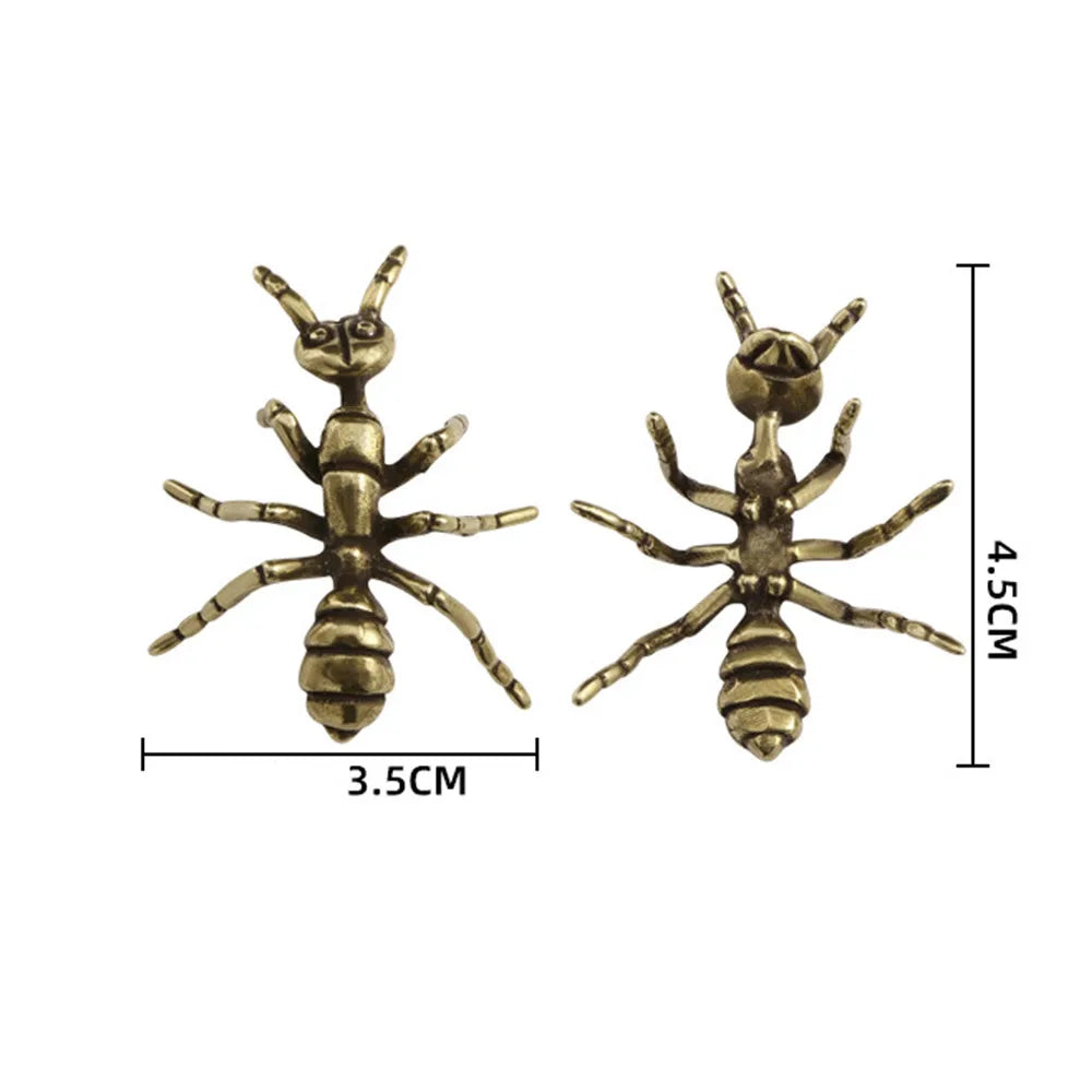 Brass Ant Figurines – Miniature Copper Insect Desk Ornament