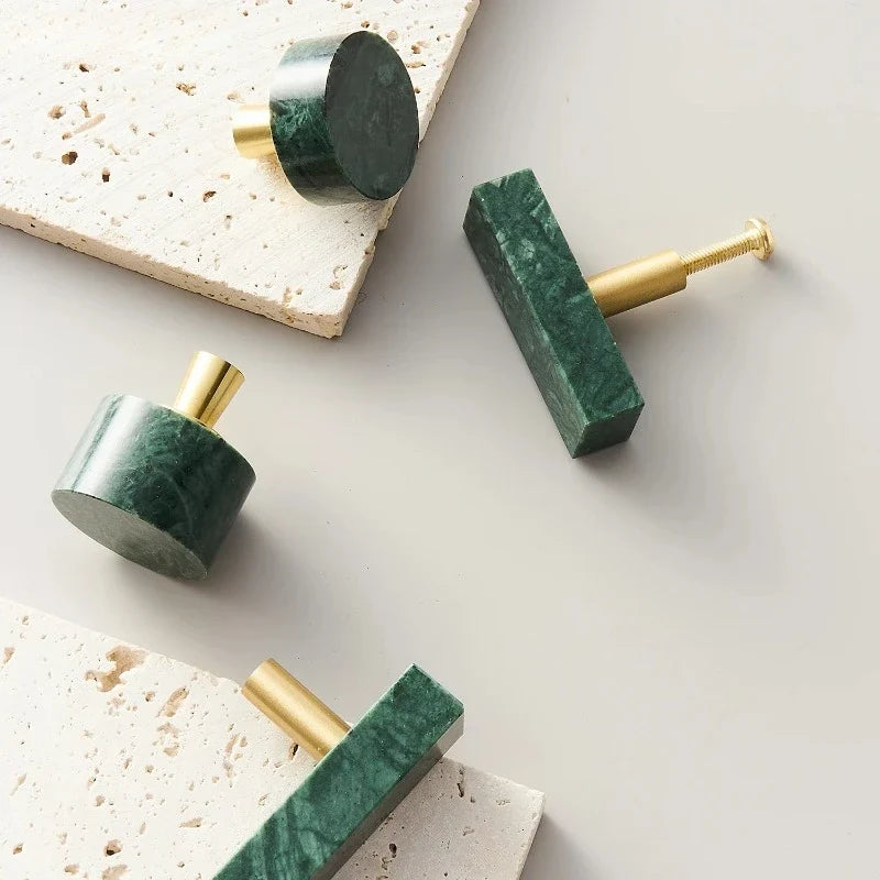 Marble Brass Cabinet Knobs & Round Drawer Pulls – Modern Style