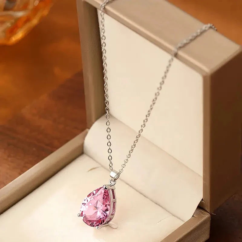 Huitan CZ Pendant Necklace – Sparkling Women's Wedding Jewelry