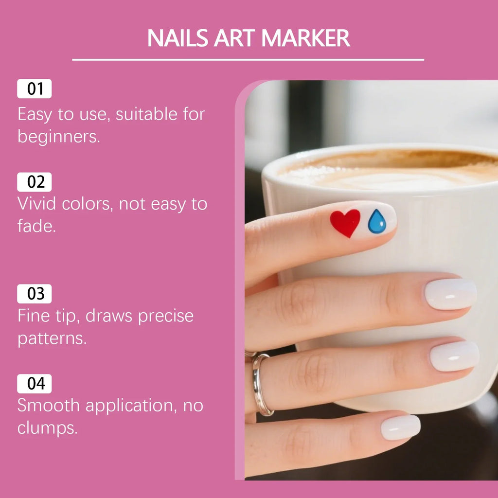 12pc Nail Art Graffiti Pens – Waterproof Quick-Dry DIY Liner