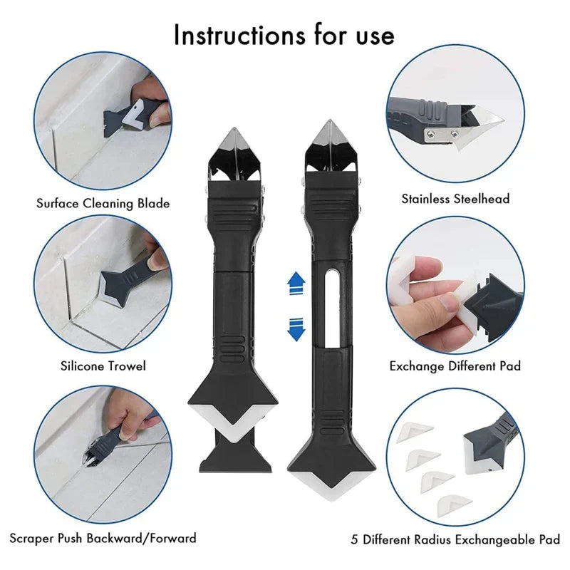 9-in-1 Caulk Finisher & Silicone Sealant Scraper Tool Set