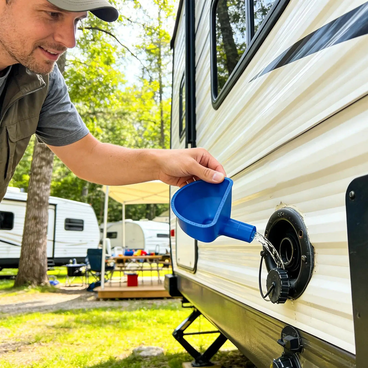 3D Printed RV Water Funnel – Anti-Spill, Universal Fit