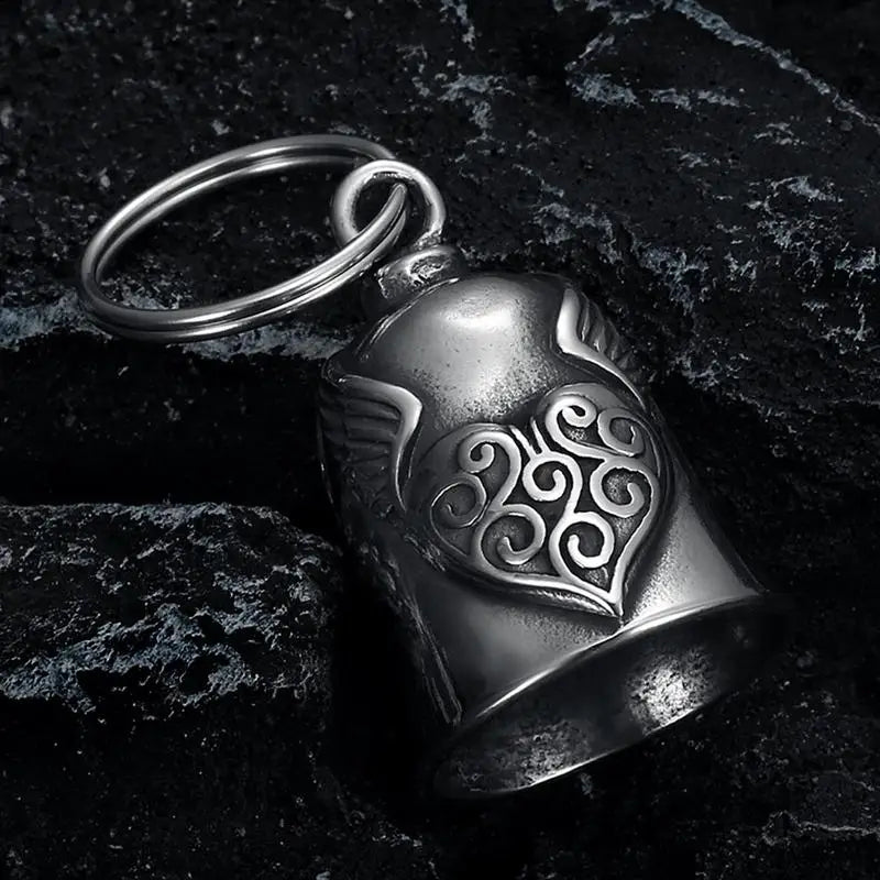 Motorcycle Bell Fashion Lucky Pendant Heart Wing Men Punk Rock