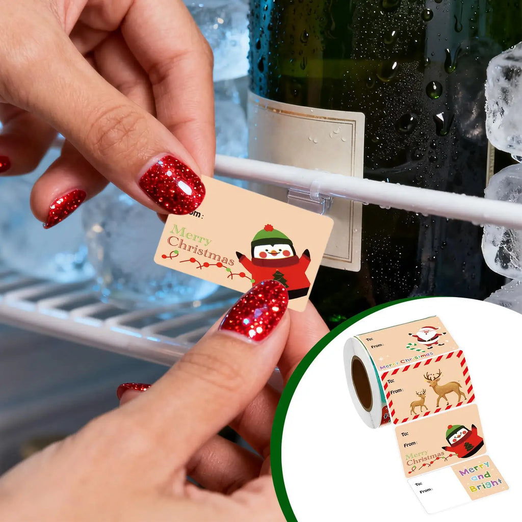 500-Piece Christmas Tag Stickers Roll – Holiday Labels & Seals