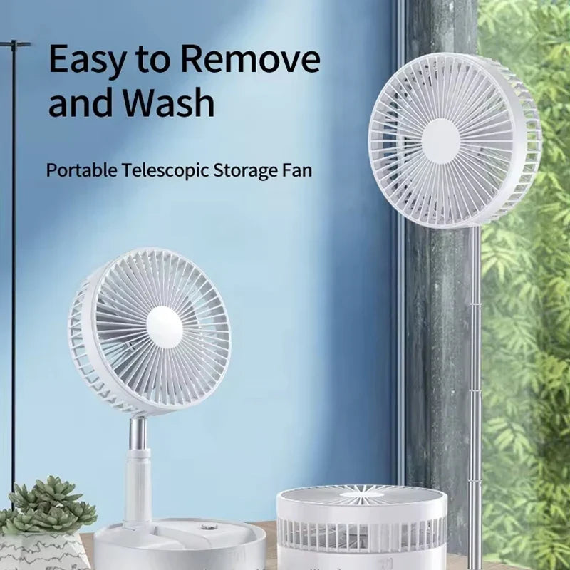 Foldable Telescoping USB Rechargeable Fan – Desk & Floor