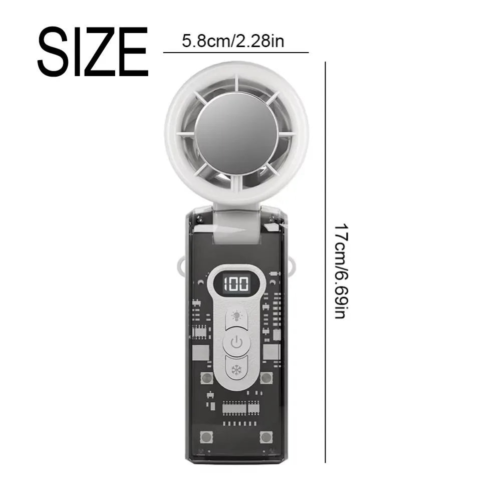 Foldable Mini Handheld Fan – 100 Speeds, 3600mAh, LED Display