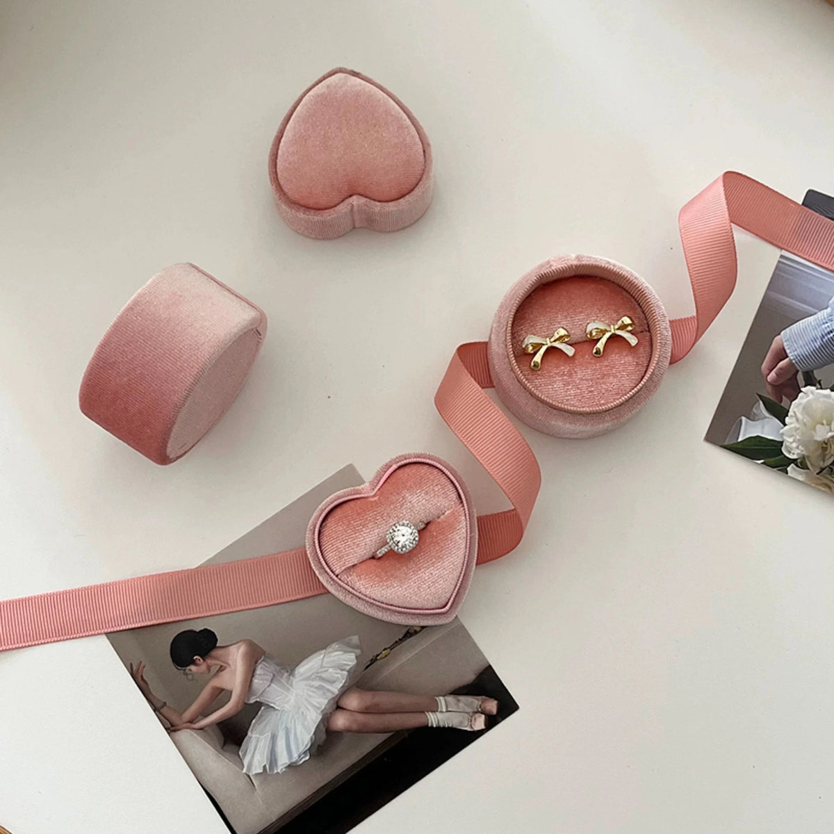 Premium Jewelry Ring Storage Box Vintage Display Holder Case Wedding