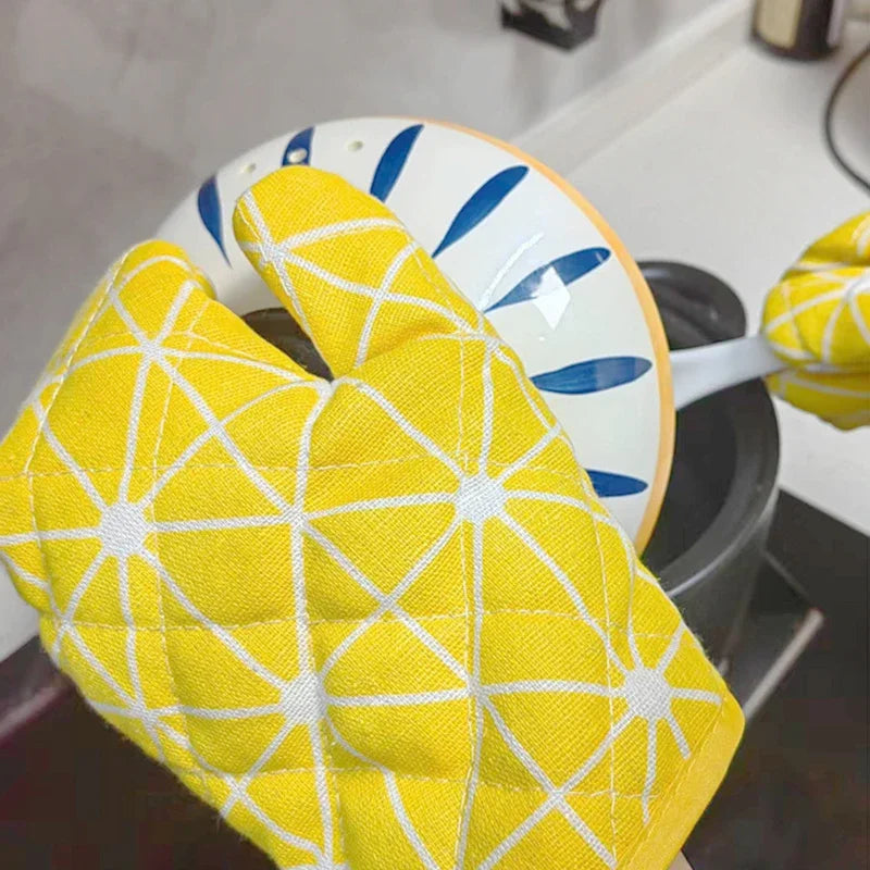 Heat-Resistant Insulated Oven Gloves | Thickened Grid 2-Pack