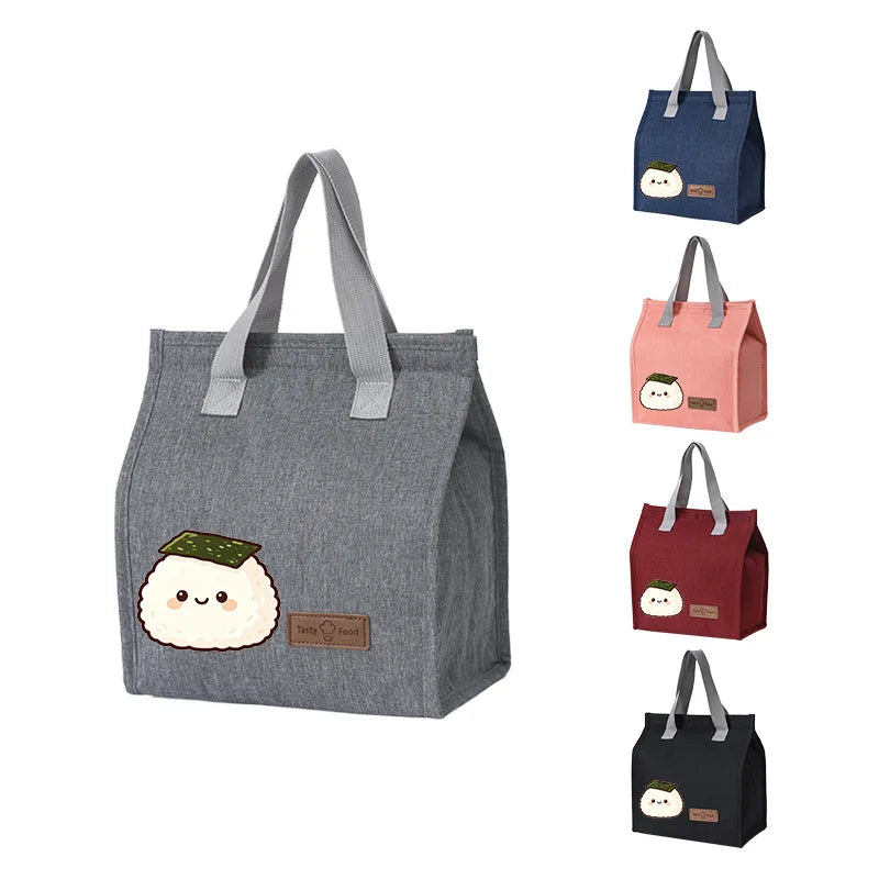 Kawaii Onigiri Print Insulated Lunch Bag Waterproof Oxford Thermal