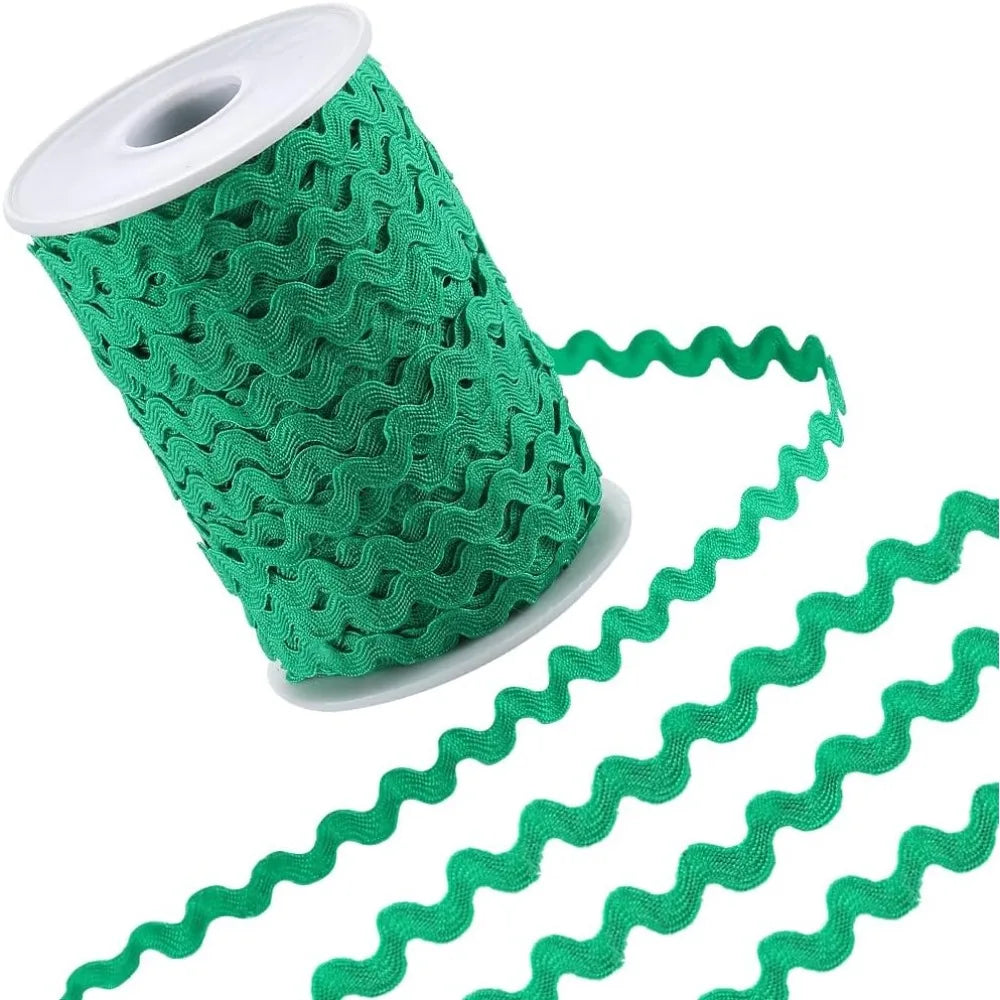 Green Ric Rac Trim Ribbon 5mm x 100m | Wave Fringe Sewing