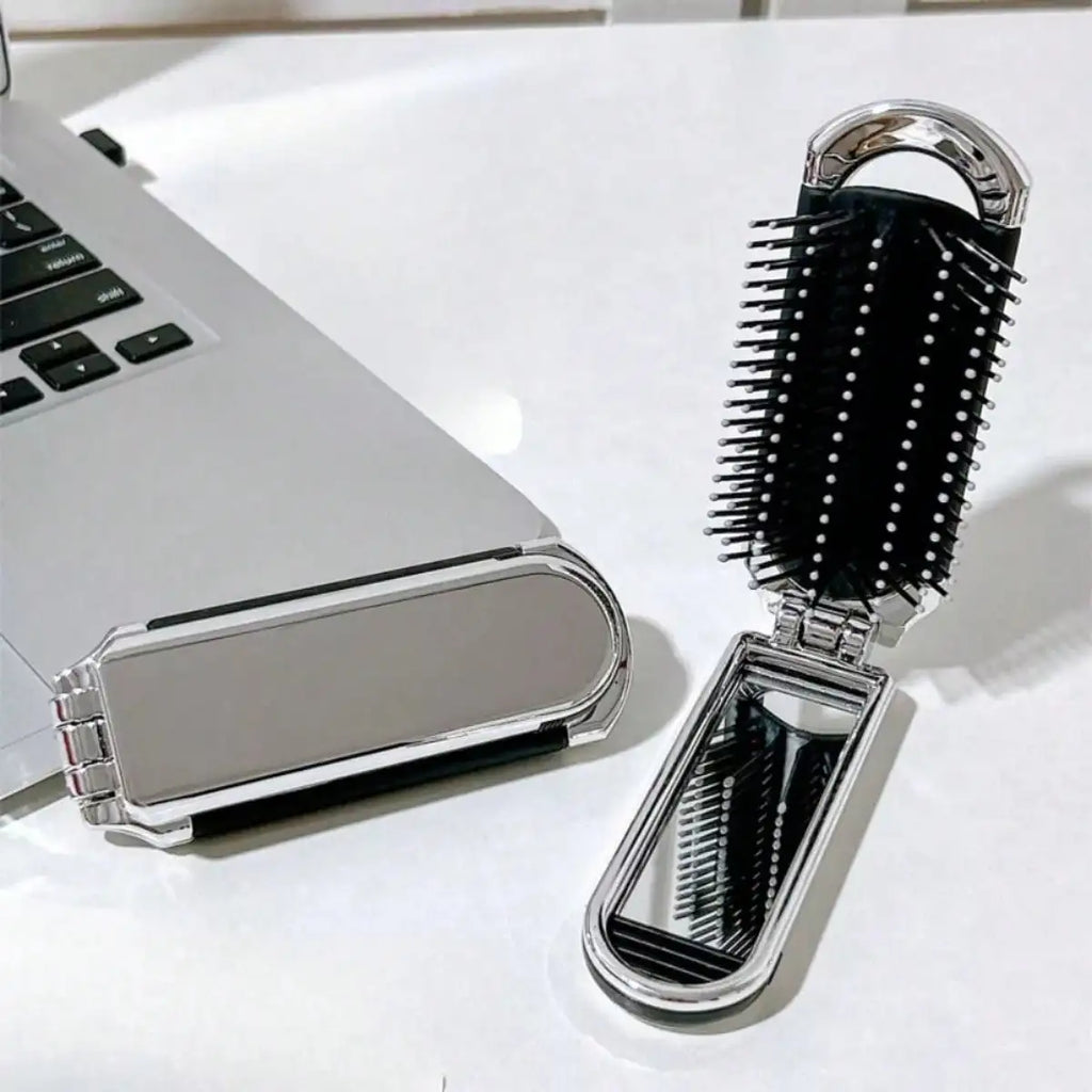 Portable Air Cushion Comb with Makeup Mirror | Travel Brush