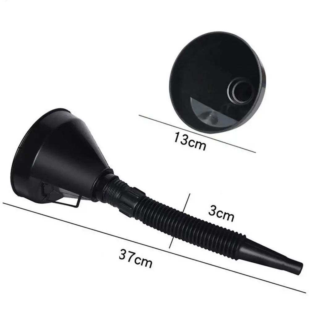 Wide Mouth Flexible Fuel Funnel with Strainer | Car, Truck & Bike