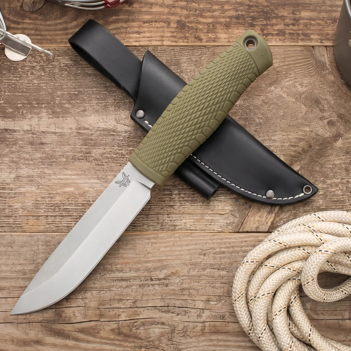 Outdoor Camping Fixed Blade Knife – D2 Steel & Leather Sheath