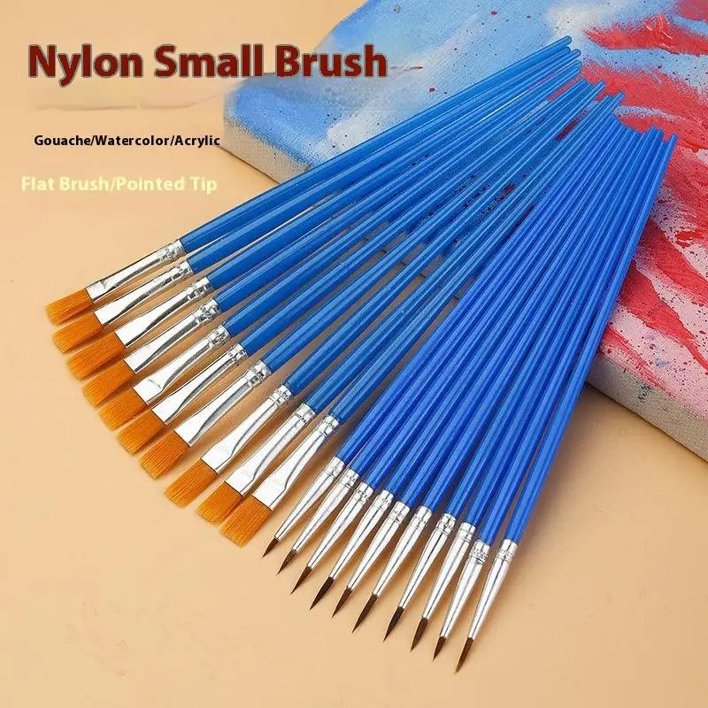 Nylon Painting Brushes Set – Round & Flat for Oil Acrylic Watercolor