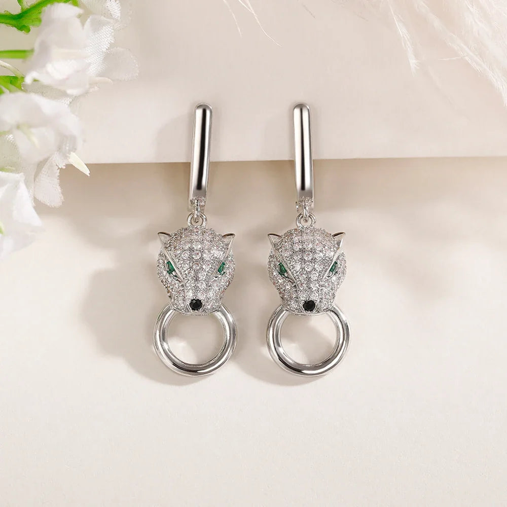 Huitan Leopard Green Eyes CZ Drop Earrings – Hip Hop Rock