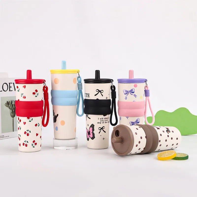 2026 Printed Bow Vacuum Cup Insulation Cooling Stainless Steel