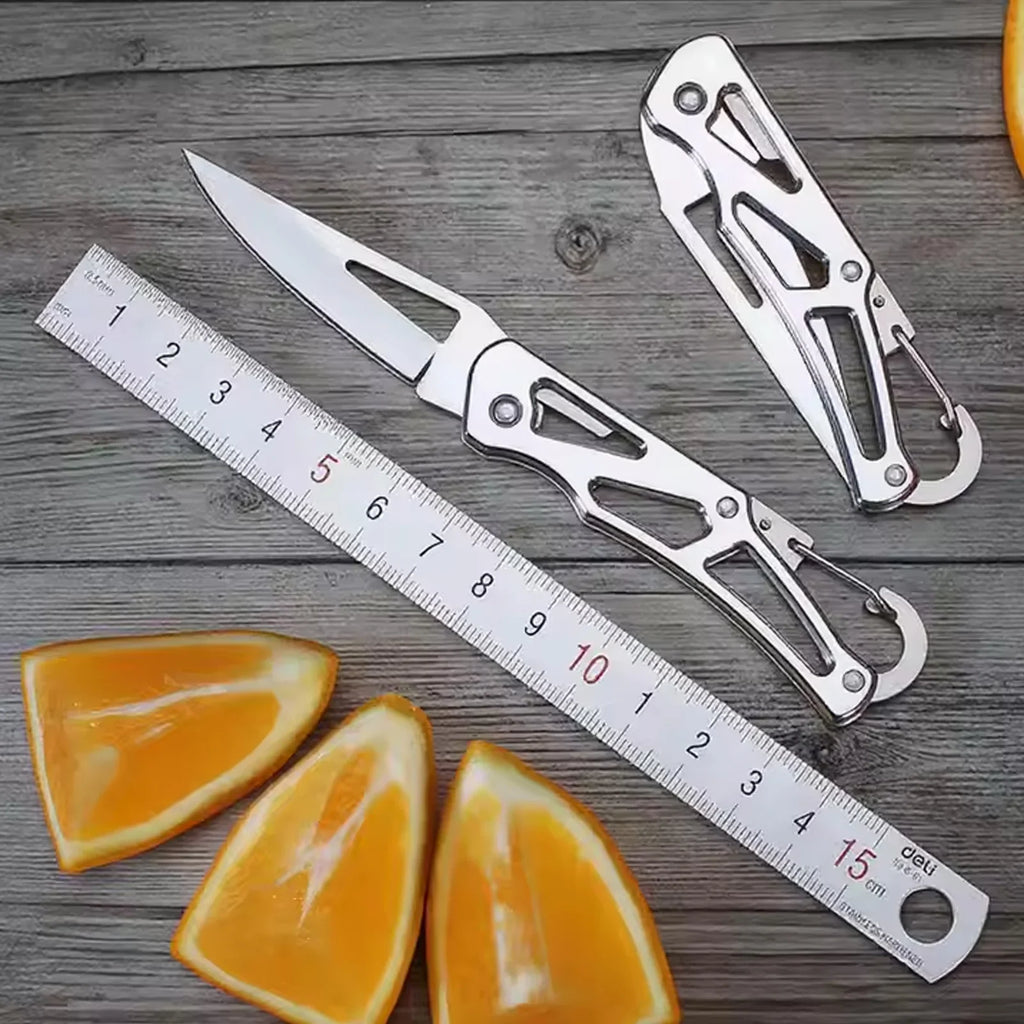 Stainless Steel Folding Fruit Knife – Pocket Knife with Keychain