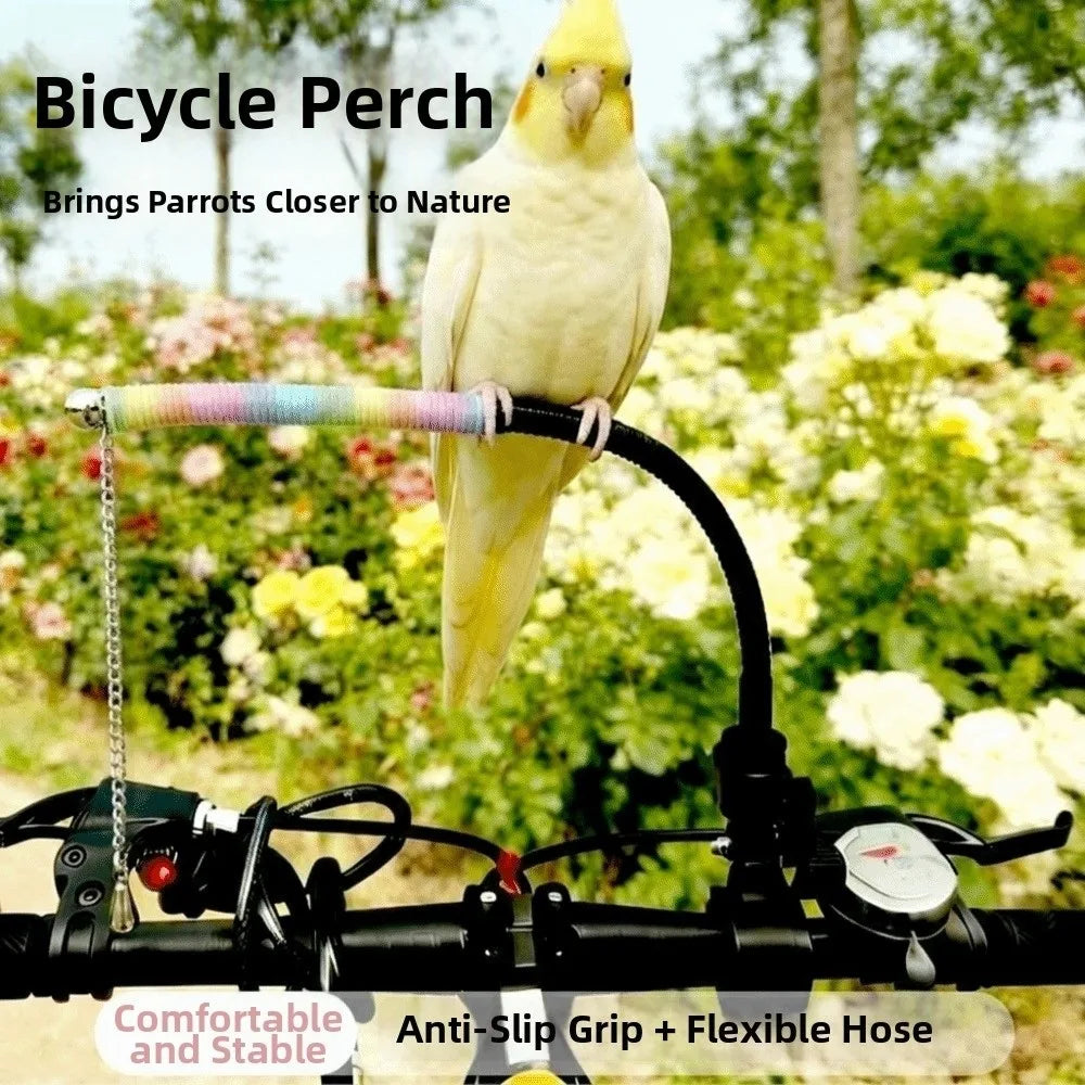 Adjustable Bike Parrot Perch Stand with Anti-Escape Chain 46cm