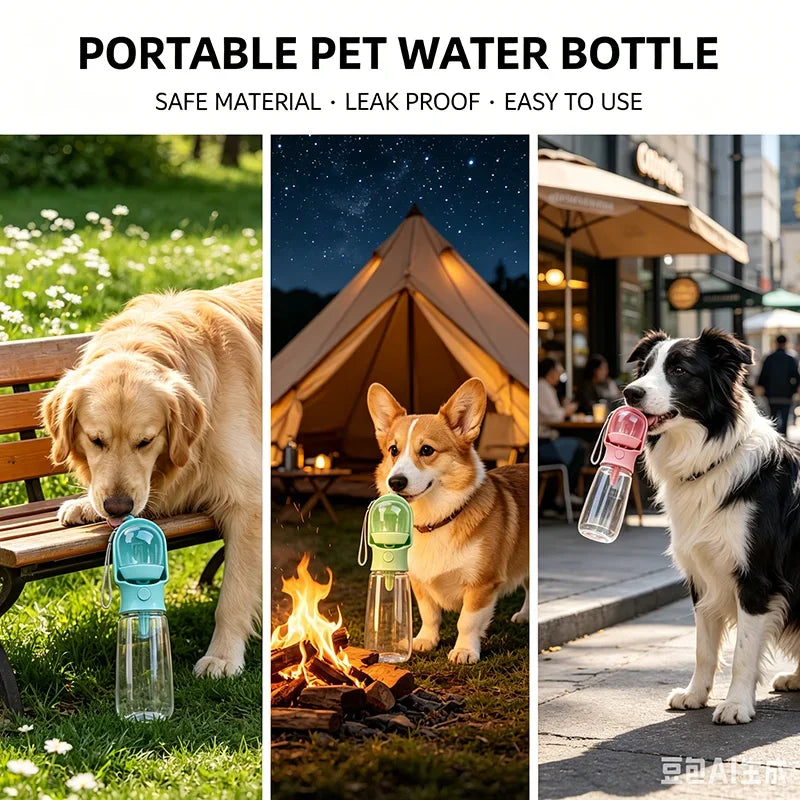 Portable Dog & Cat Water Bottle with Food Storage | Travel Pet Bowl