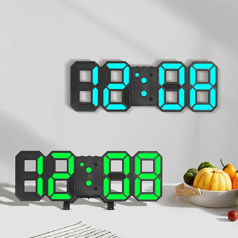 Modern LED Digital Wall Clock Triple Alarm Temperature Display