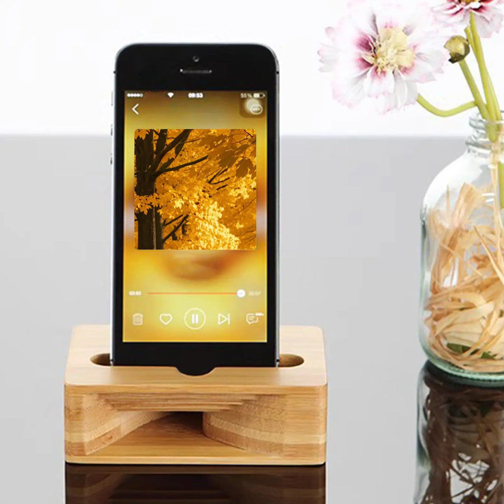 Wooden Phone Holder Passive Speaker Amplifier Dock Stand
