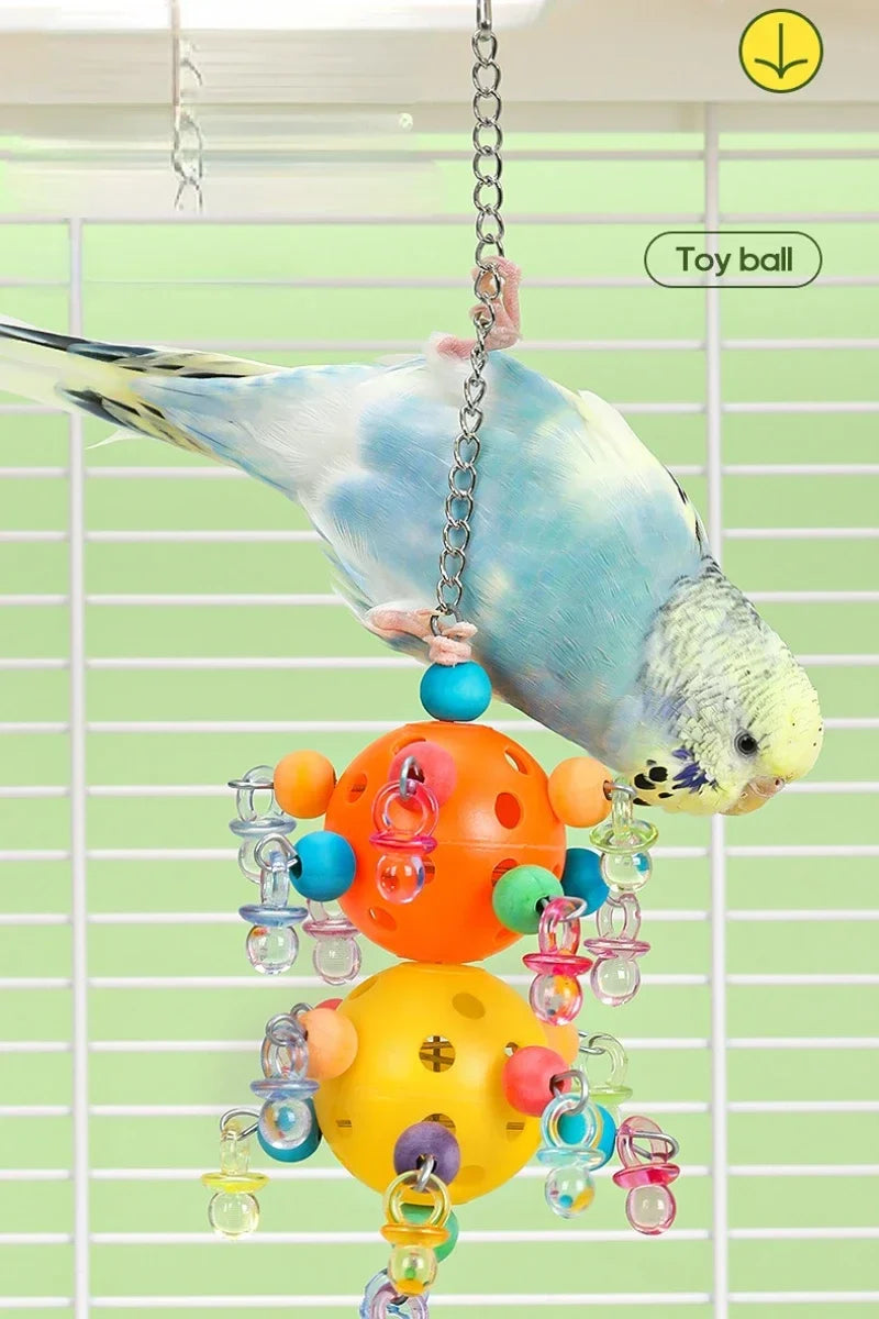 Parrot Chew Swing Toy | Cockatiel Foraging Bead Cage Toy