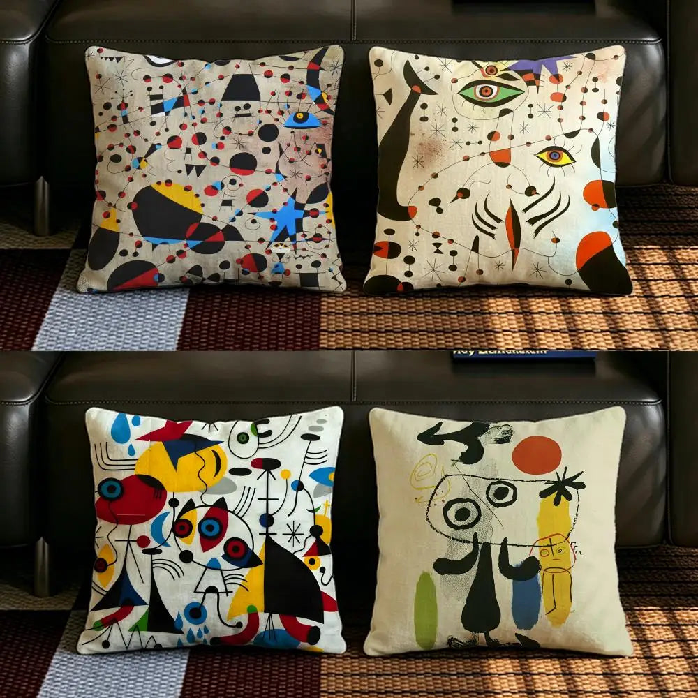 Joan Miró Linen Cushion Cover – Art Print Sofa Pillow Case