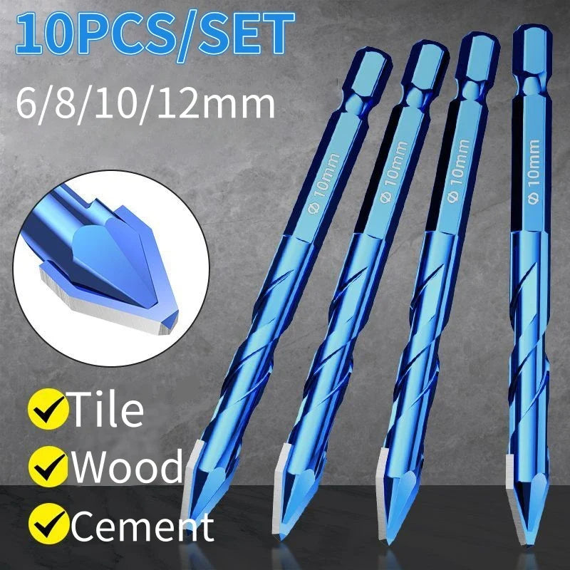 10 PCS Tungsten Carbide Eccentric Drill Bit Set – Tile & Glass