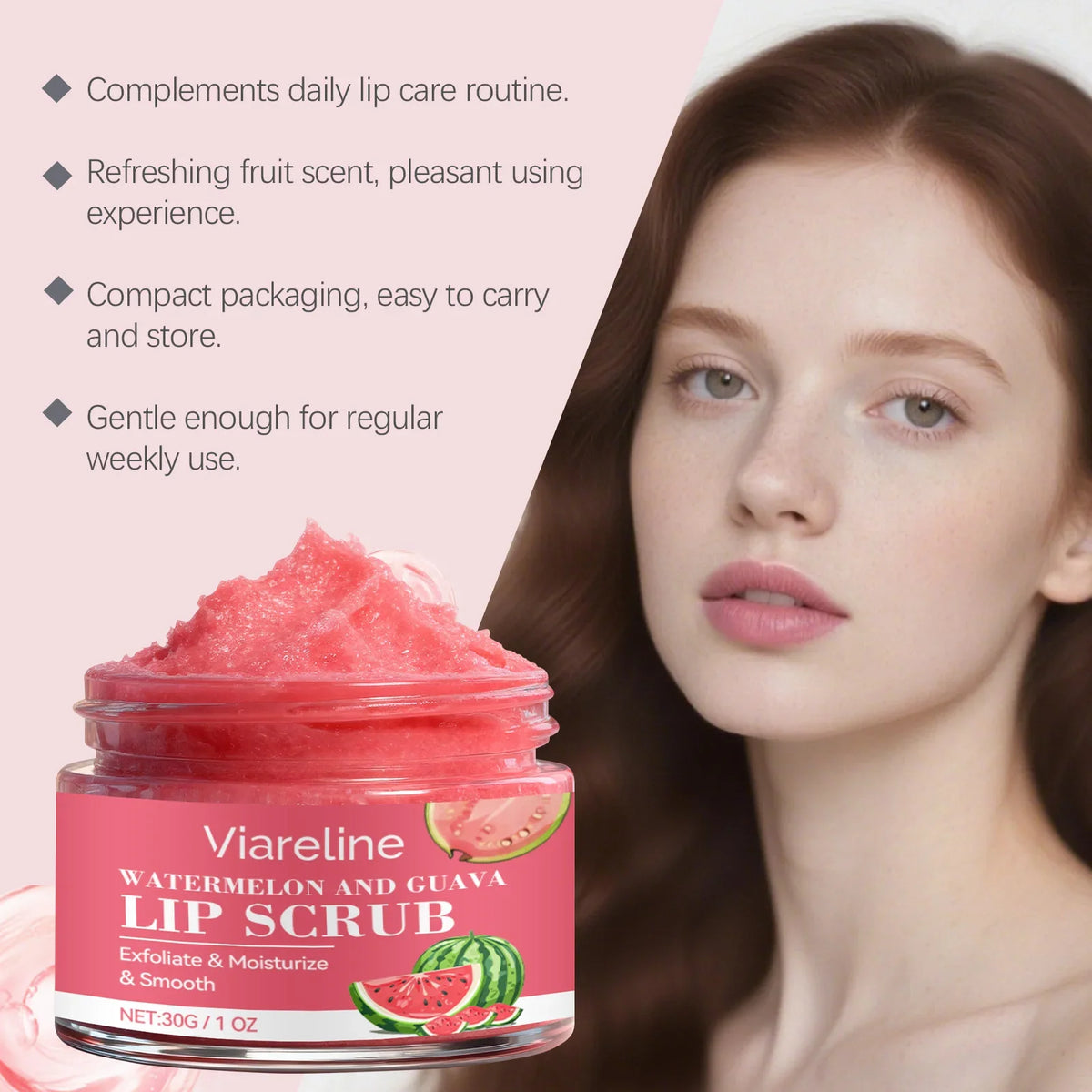 Viareline Watermelon Lip Scrub – Exfoliate & Moisturize Lips
