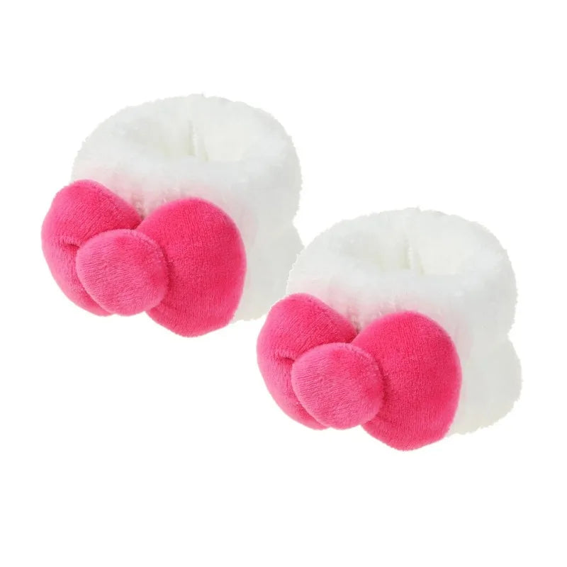 White Pink Plush Cat Ear Headband & Scrunchies Hair Set