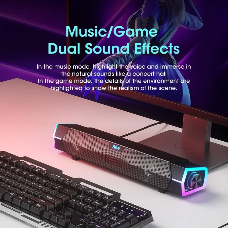 NOCCLILI RGB Soundbar – Bluetooth 5.0 PC Speaker for Laptop & TV