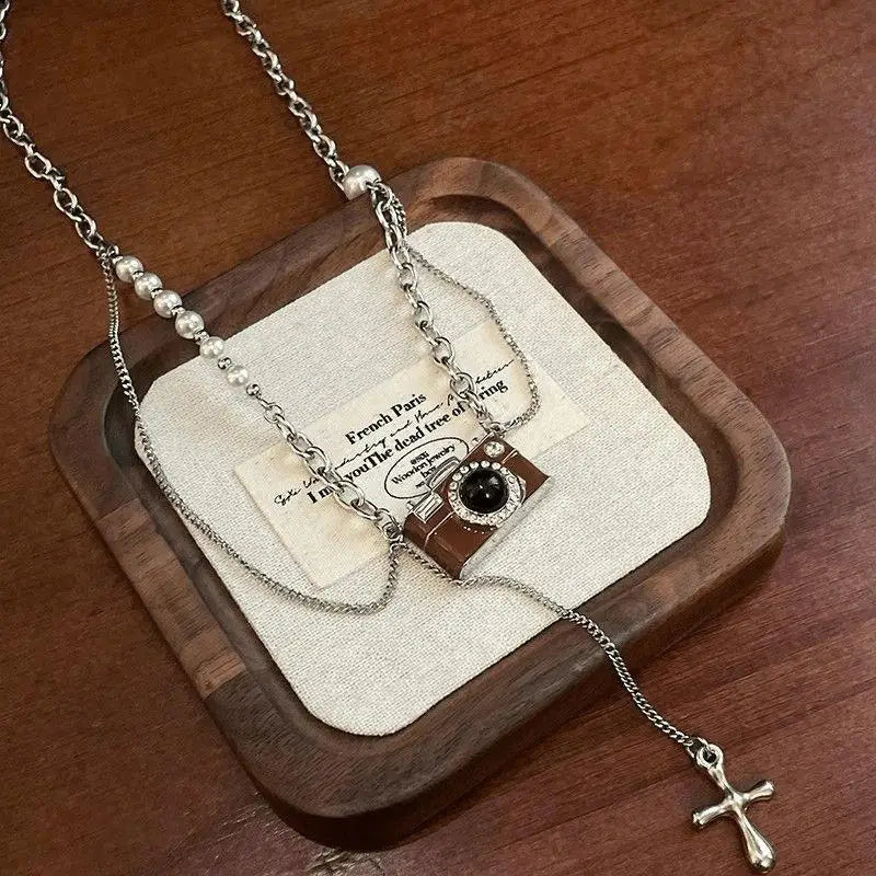 Vintage Camera Pendant Necklace – Y2K Kpop Punk Unisex