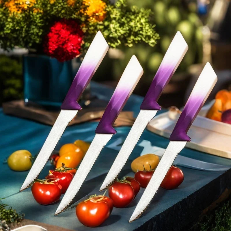 Steak Knife Set 4/6/8 Pcs – Gradient Handle Serrated Steel