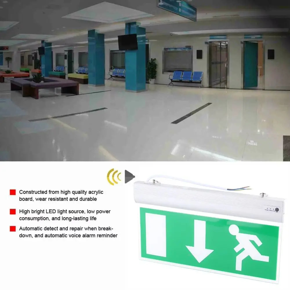 LED Exit Sign Emergency Evacuation Light | Acrylic Green Indicator