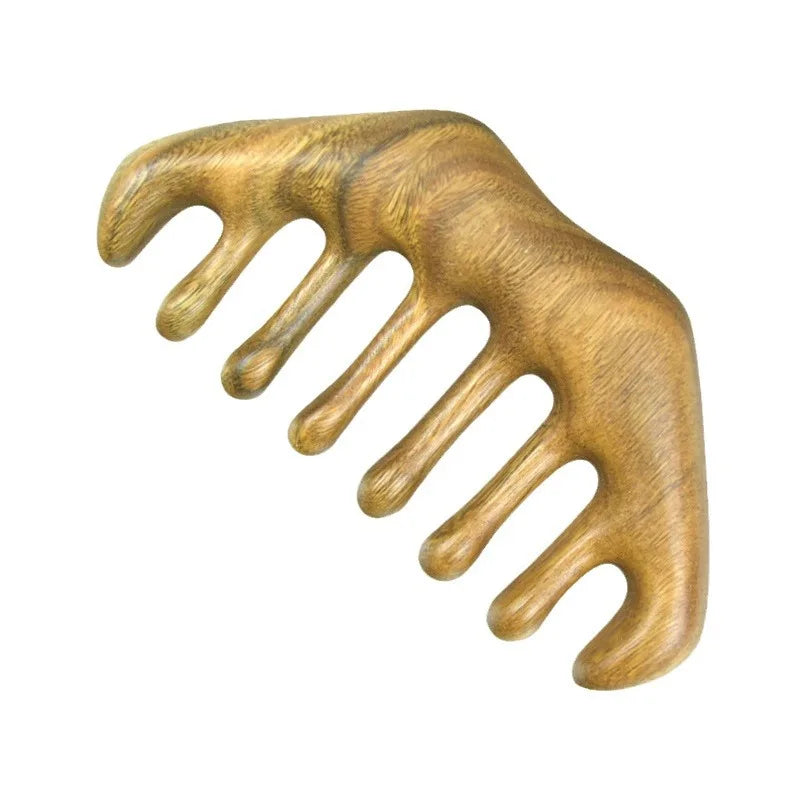 Green Sandalwood Wide Tooth Comb – Anti-Static Scalp Massager
