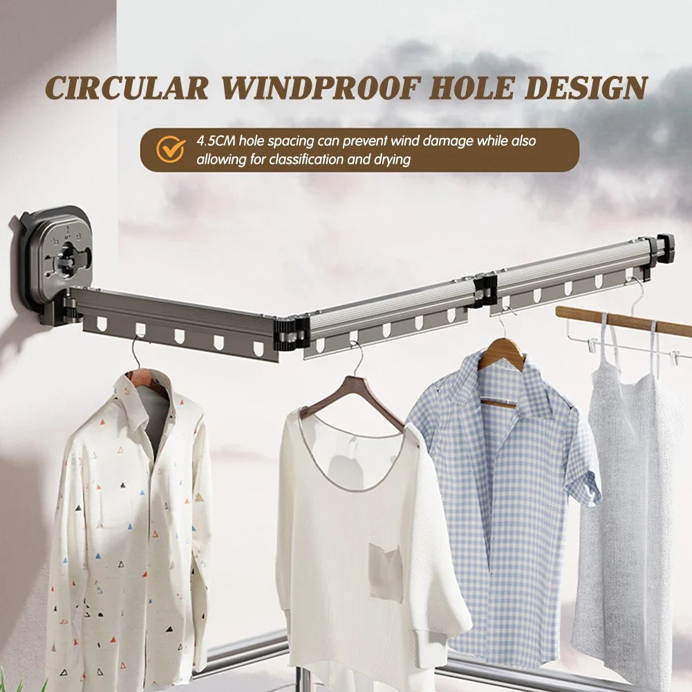 Wall Mount Folding Clothes Drying Rack | No-Drill Suction Cup