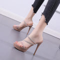 12CM Rhinestone Stiletto Sandals – Women's High Heel Party Shoes