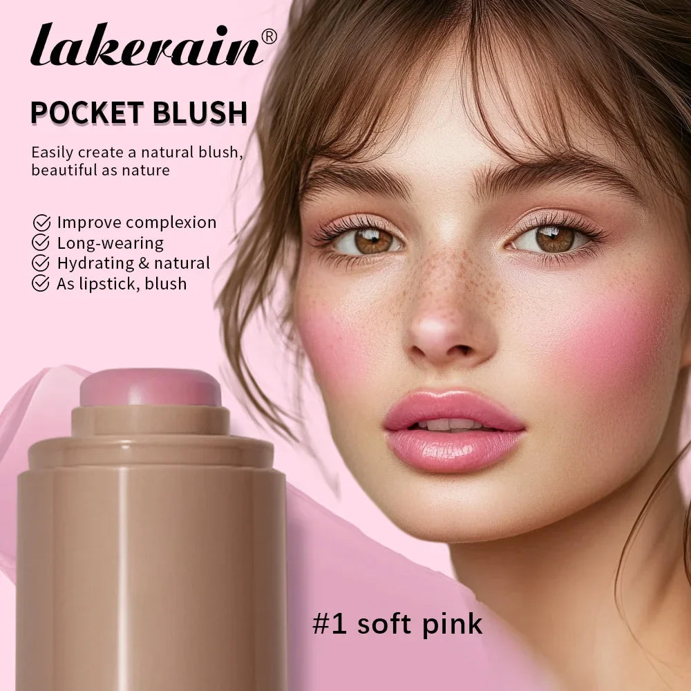 Lakerain 3in1 Cheek Lip Tinted Moistured Blush Stick Waterproof Easy