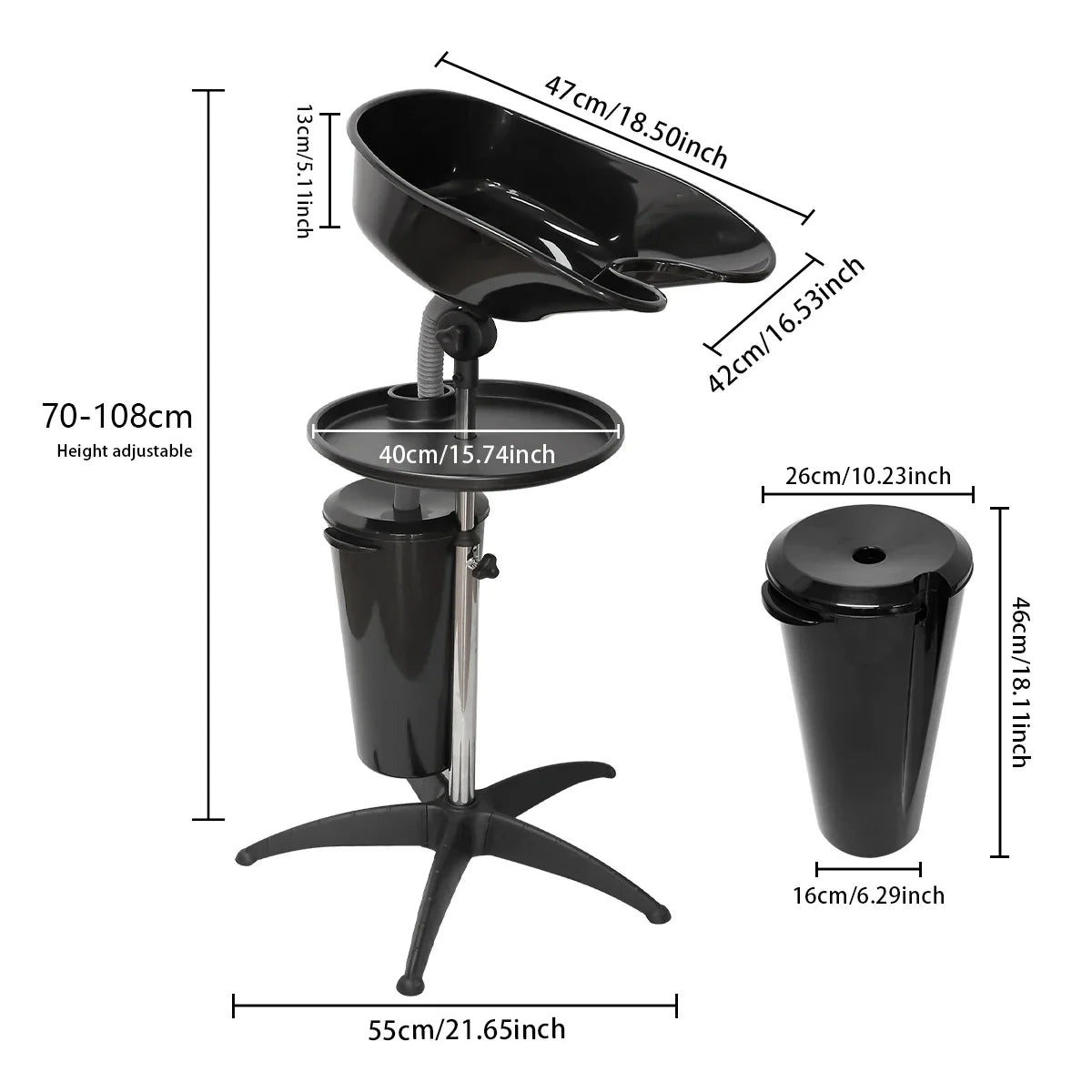 Portable Height-Adjustable Shampoo Bowl | Mobile Hair Wash Basin