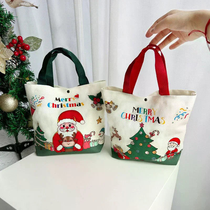 Christmas Canvas Tote Bags – Santa, Reindeer & Snowman Gift Bags