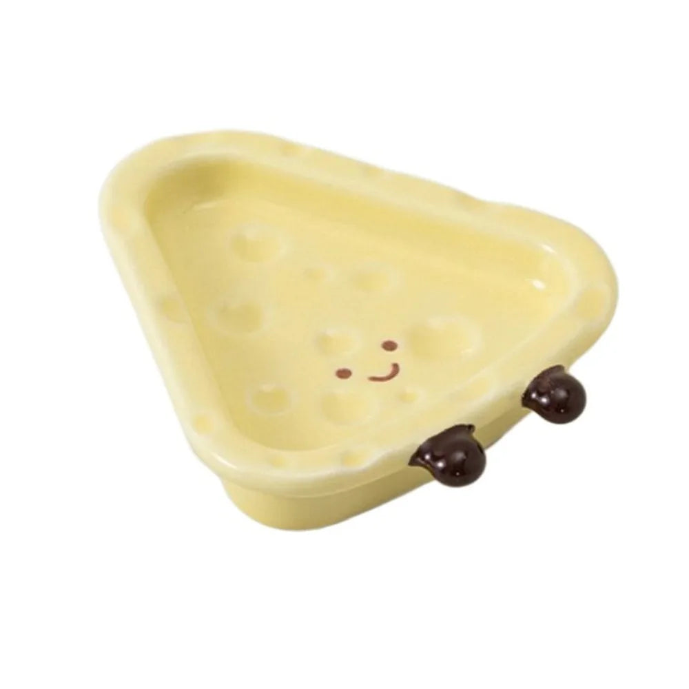 Cheese Shape Ceramic Dish | Hand-Painted Decorative Ornament