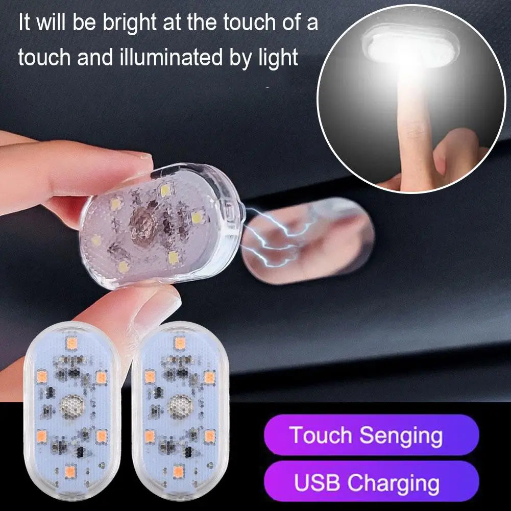 Mini Magnetic LED Car Touch Light – USB Rechargeable Interior Lamp