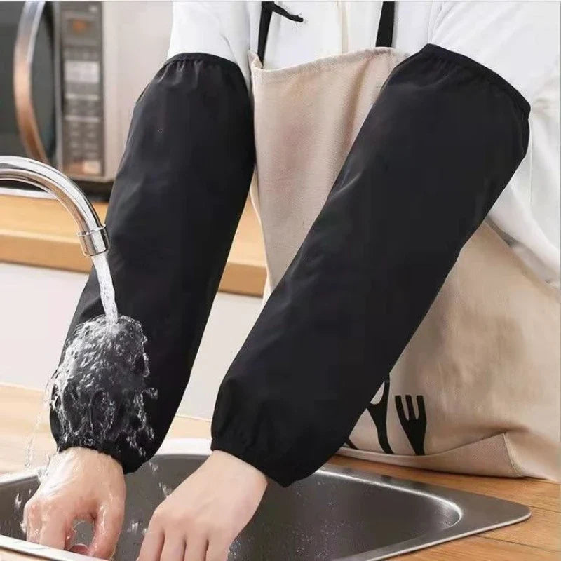Heavy-duty Black Faux Leather Arm Sleeves Waterproof Oil-resistant