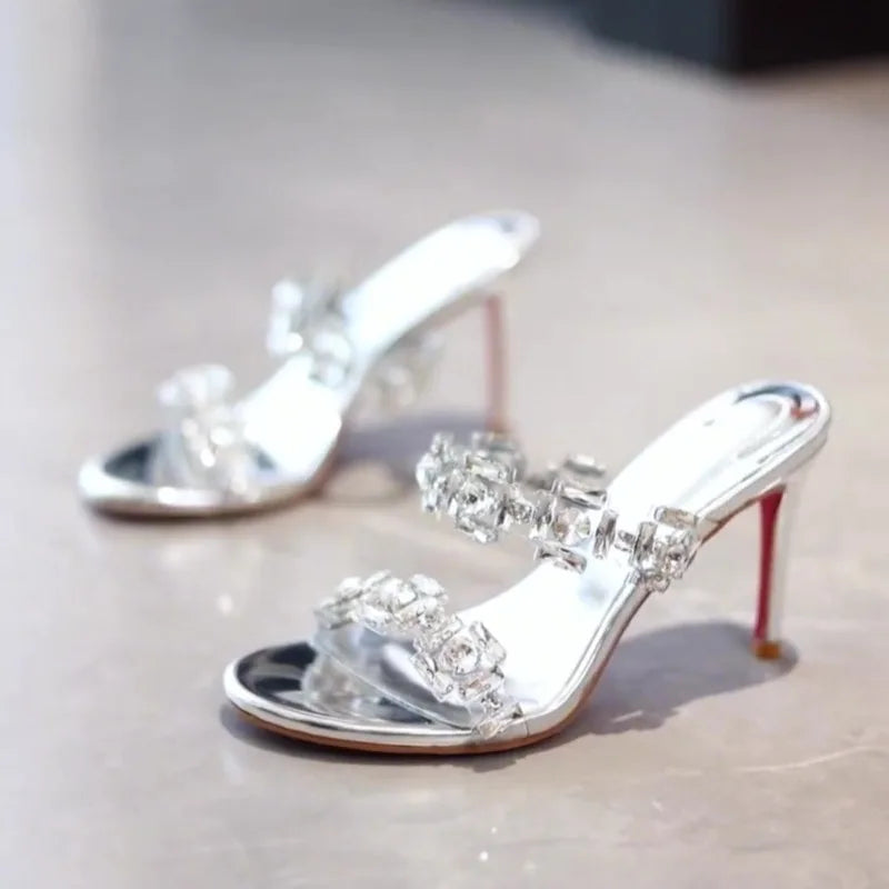 Women's Rhinestone High Heel Sandals – Open Toe Party Shoes