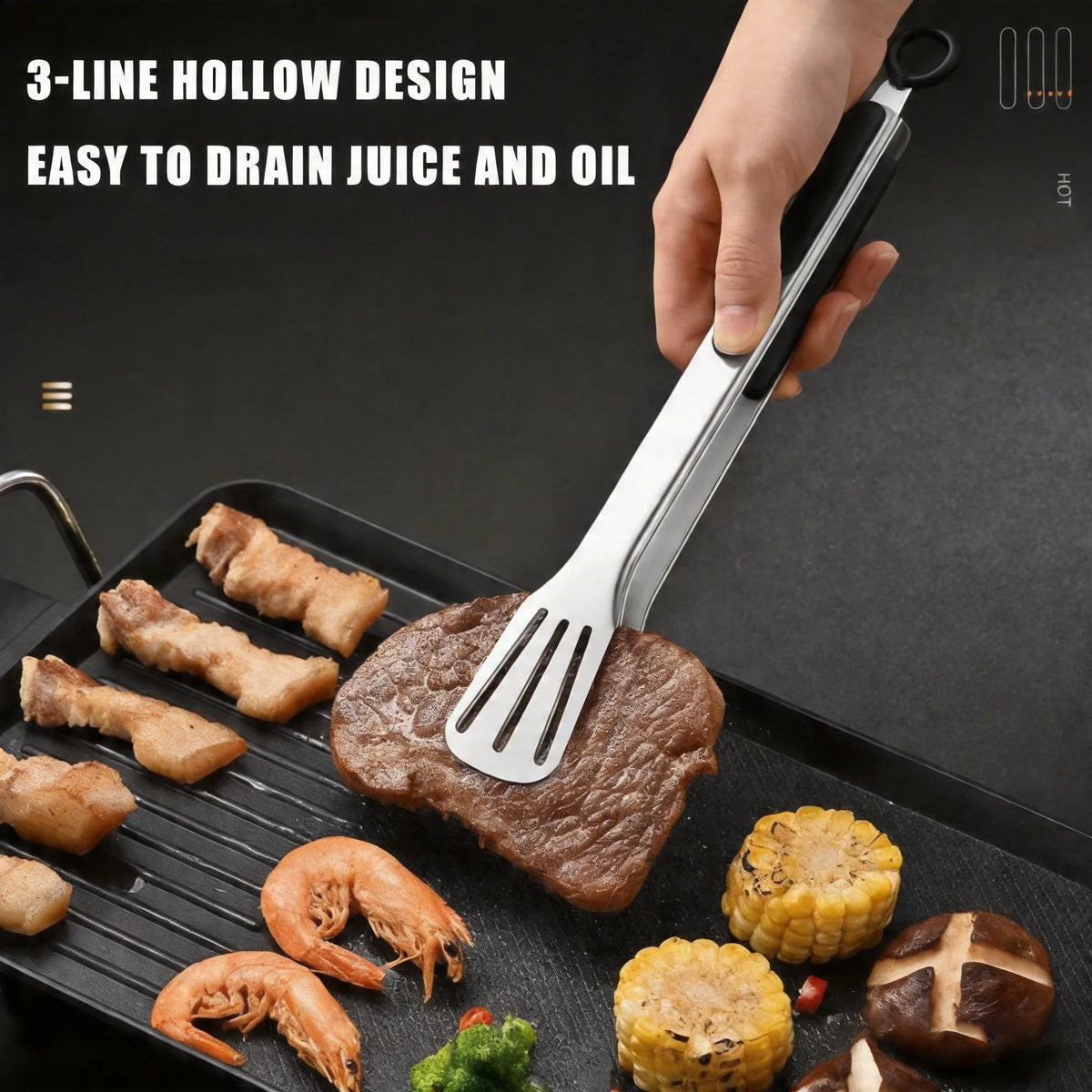 Stainless Steel BBQ Tongs – Non-Slip Long Handle Kitchen Tool