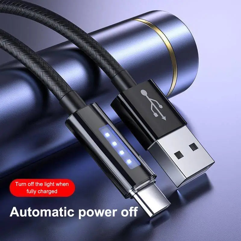 120W 6A Fast Charging USB Cable – Auto Cut-Off Data Cord